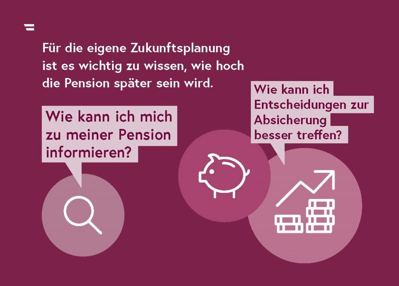 Postkarte "Frauen und Pensionen": Für die eigene Zukunftsplanung ist es wichtig zu wissen, wie hoch die Pension später sein wird.